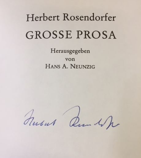 Grosse Prosa.- signiert, Erstausgabe Herausgegeben von Hans A. Neunzig. - Rosendorfer, Herbert.