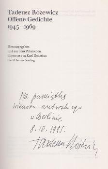 Offene Gedichte. 1945 - 1969. Herausgegeben und aus dem Polnischen übersetzt von Karl Dedecius. - Rózewicz, Tadeusz.