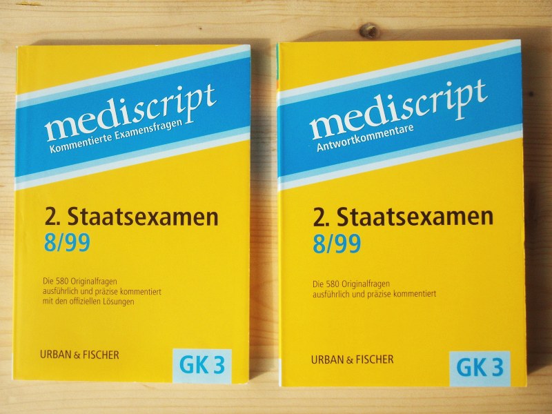 Mediscript, Kommentierte Examensfragen - 2. Staatsexamen 8/99 - GK 3 - Fragen + Kommentare (zwei Bände) - diverse Autoren