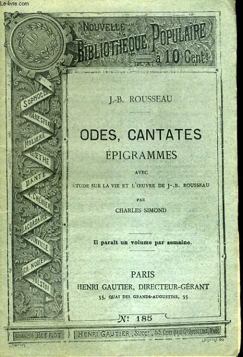 Nouvelle Bibliotheque Populaire N 185 Odes Cantates Epigrammes By J B Rousseau Bon Couverture Souple 10 Le Livre