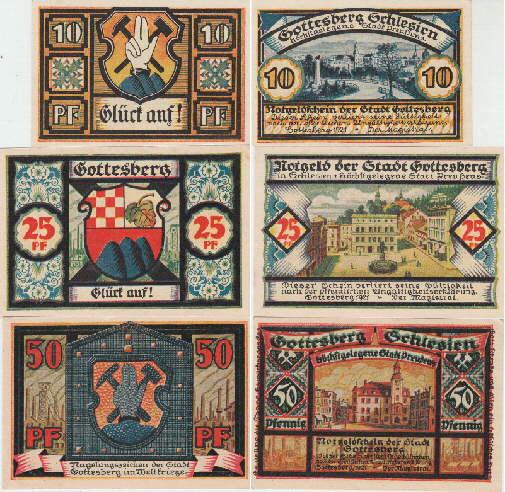 Notgeld Der Stadt Gottesberg In Schlesien 3 Scheine Uber 10 25 Und 50 Pfennig By Gottesberg 1921 Manuscript Nbsp Nbsp Paper Nbsp Collectible Antiquariat Heinz Tessin