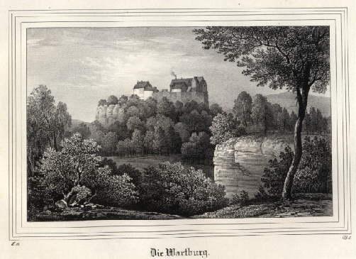 Die Wartburg. Kreidelithographie aus Saxonia. by Eisenach -: Art