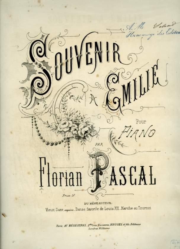 SOUVENIR A EMILE POUR PIANO. by PASCAL FLORIAN Sheet Music LeLivre