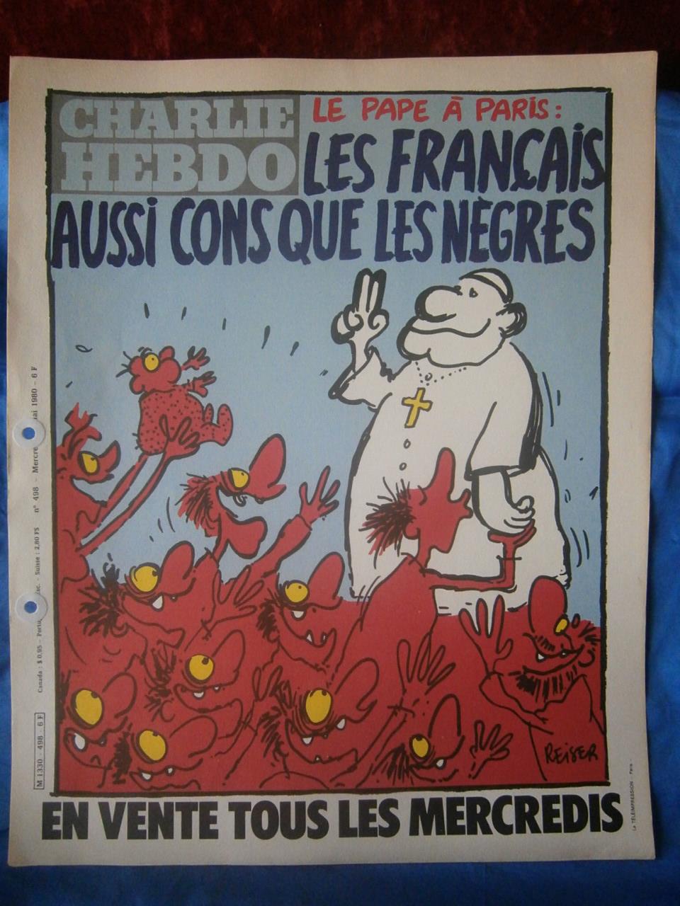 . AFFICHETTE PUBLICITAIRE de KIOSQUE pour le Journal " CHARLIE HEBDO N° 498 de Mai 1980 . Couverture de REISER REISER [Très bon] [Couverture souple]