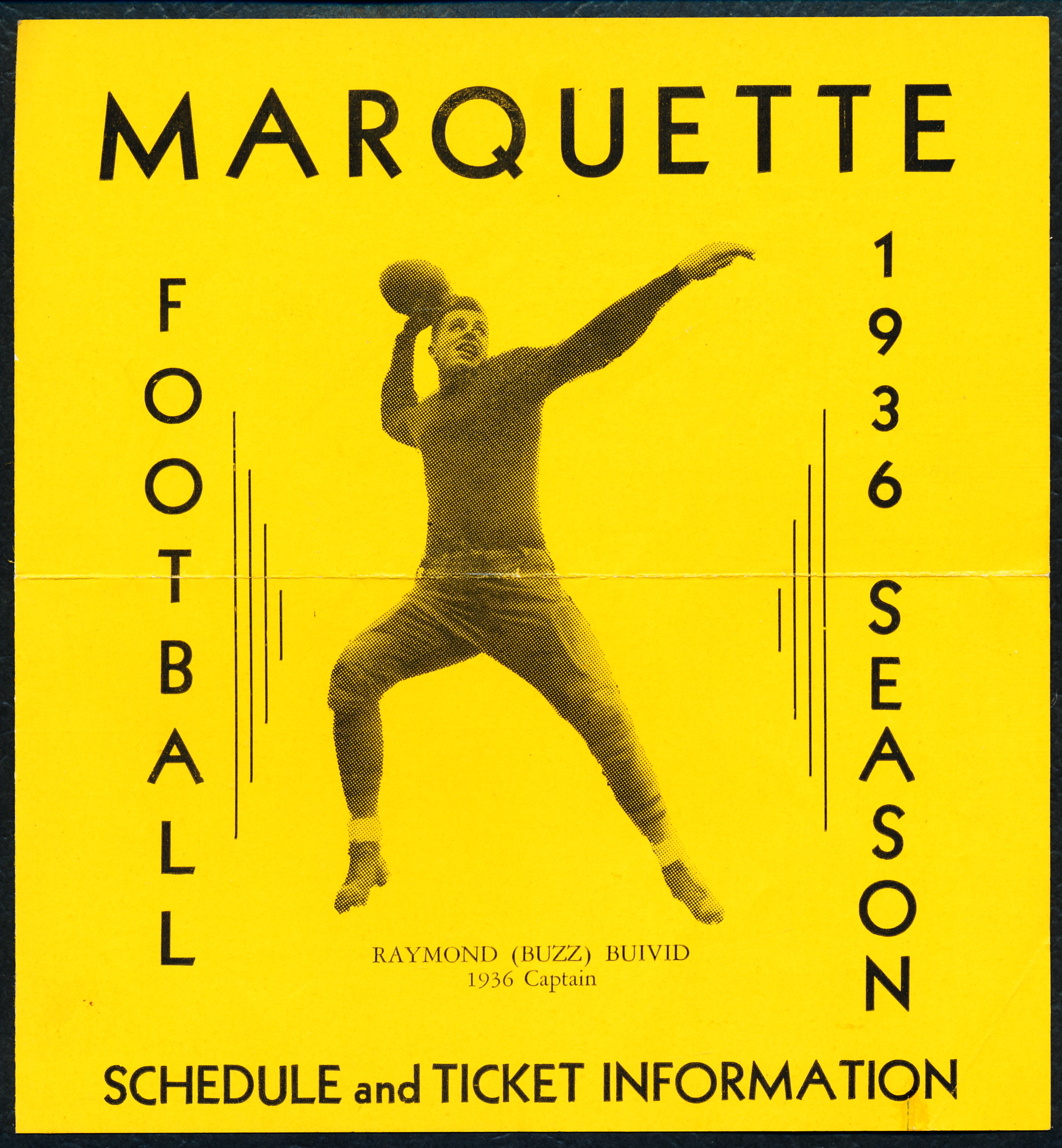 MARQUETTE FOOTBALL 1936 SEASON. Schedule and Ticket Information. by