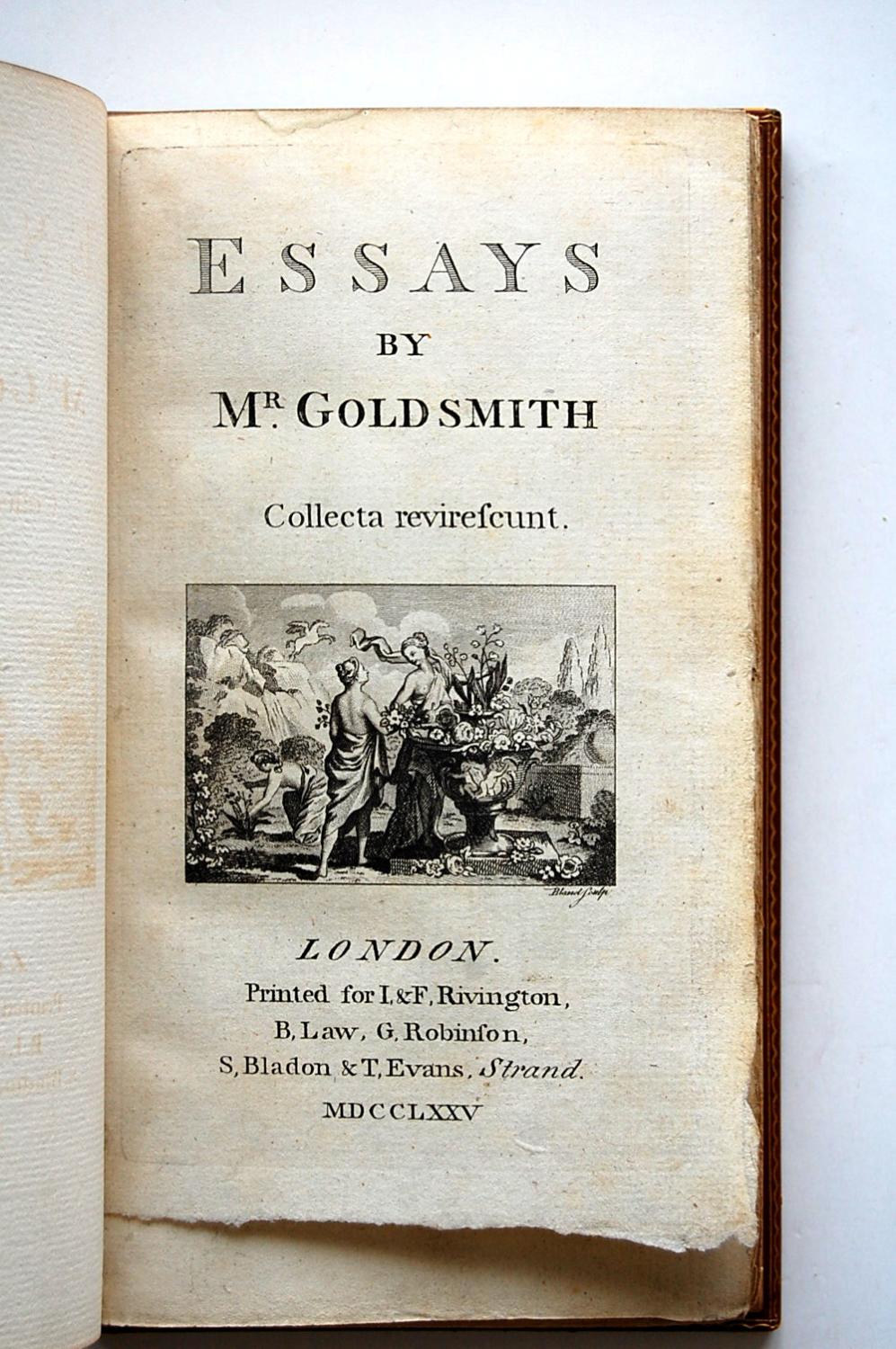 name some of the essays of oliver goldsmith