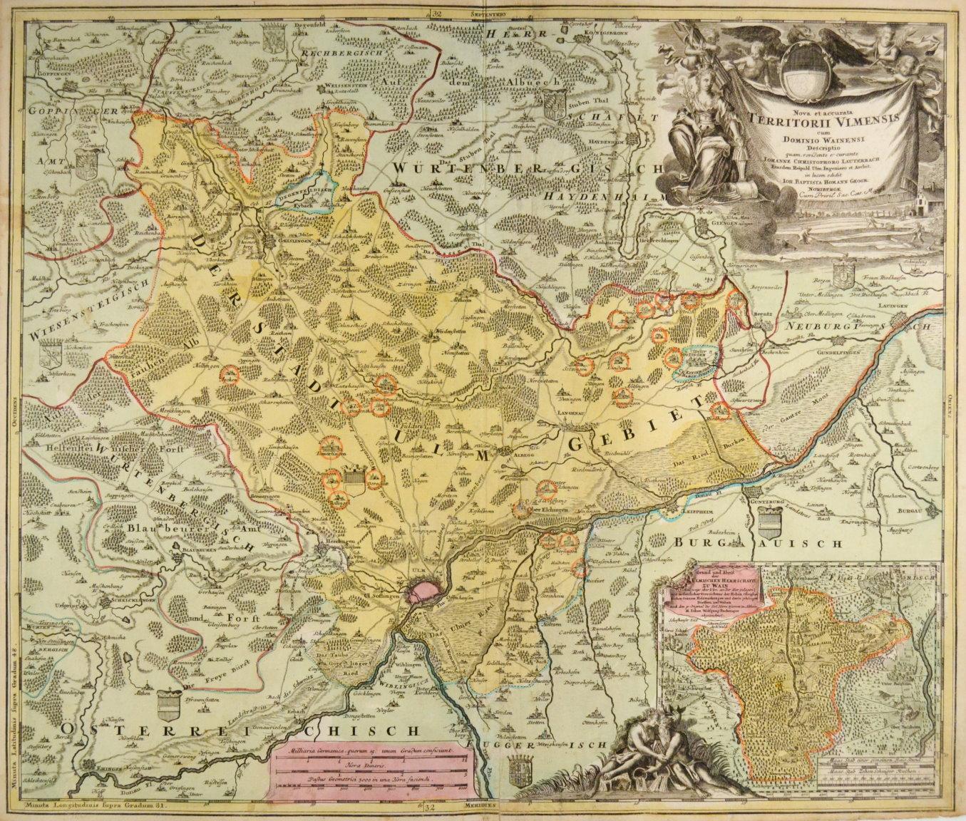 ULM. - Karte. "Nova et accurata Territorii Ulmensis".: Art / Print