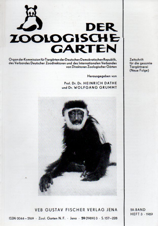 Der Zoologische Garten 59.Band 1989,Hefte 15/6 (5 Hefte) komplett von