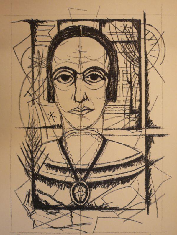 Frau am Fenster Lithographie. von Schramm, Werner (1898