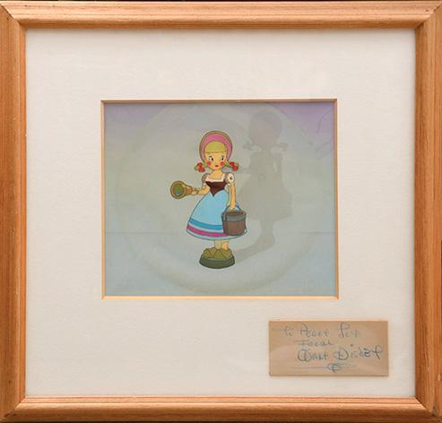 Pinocchio production cel of a Dutch milk maid from theGive a Little  Whistle sequence. by DISNEY, Walt.