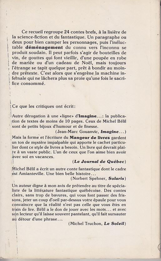 DEMENAGEMENT SF Quebec TIRAGE 500 Exemplaires Michel BELIL [Bon] [Couverture souple]