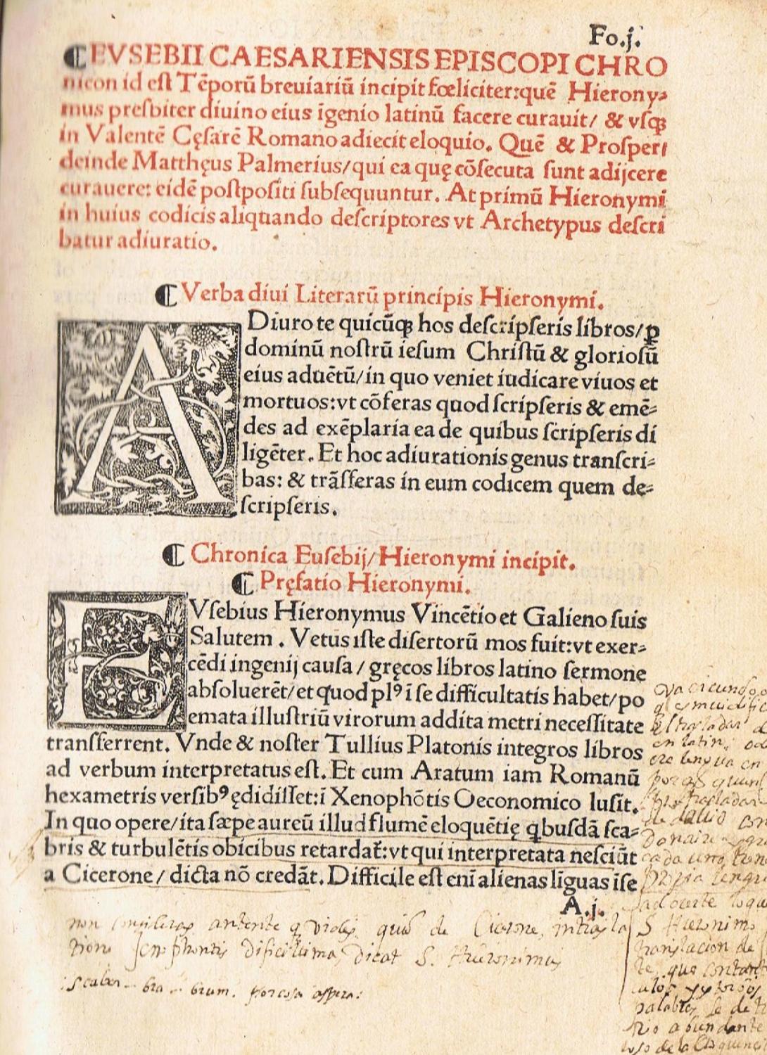EUSEBII CAESARIENSIS EPISCOPI CHRONICON quod Hieronymus presbyter divino eius ingenio Latinum