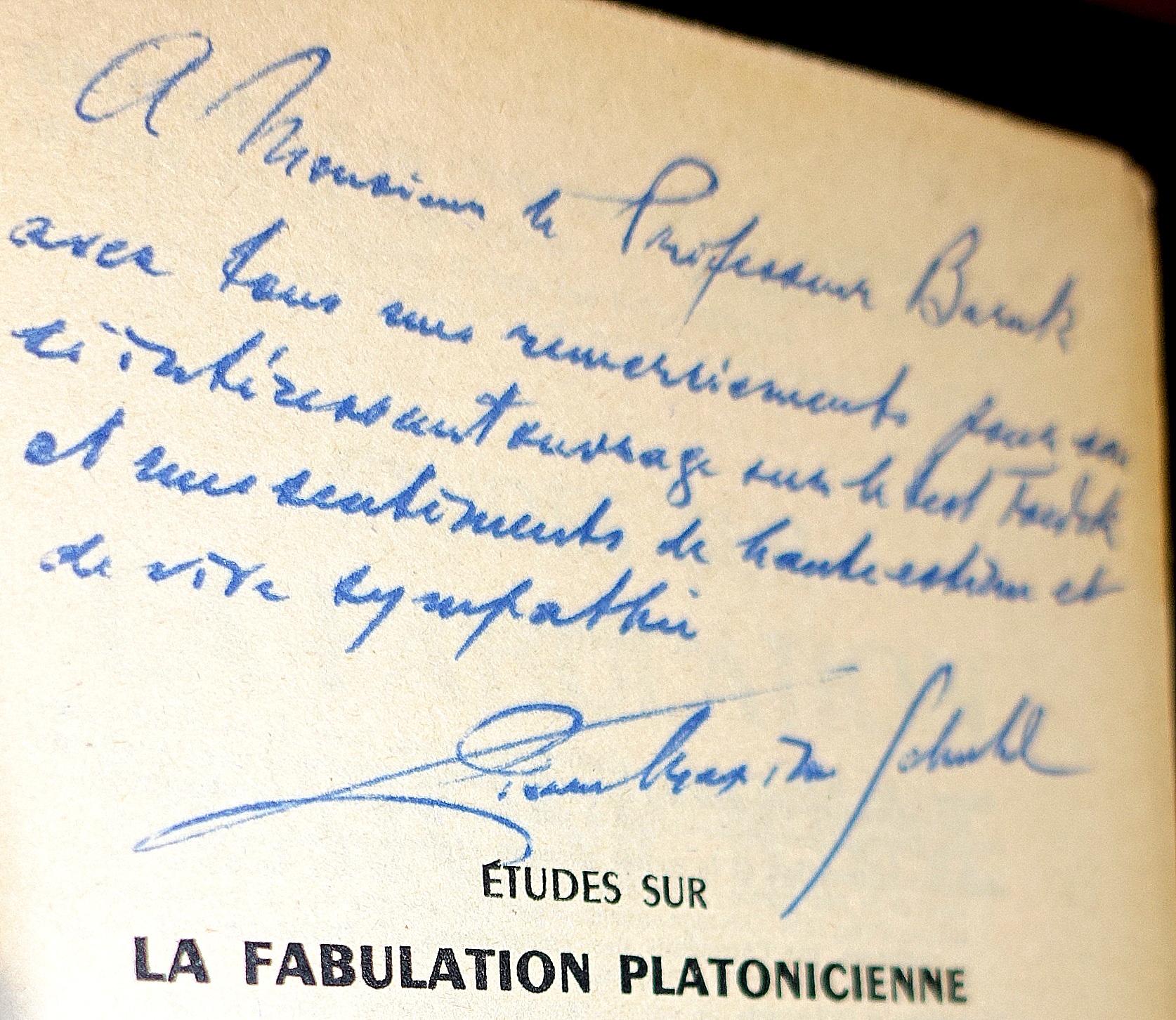 [Signé] La Fabulation platonicienne. SCHUHL, P.-M. [ ] [Couverture souple]