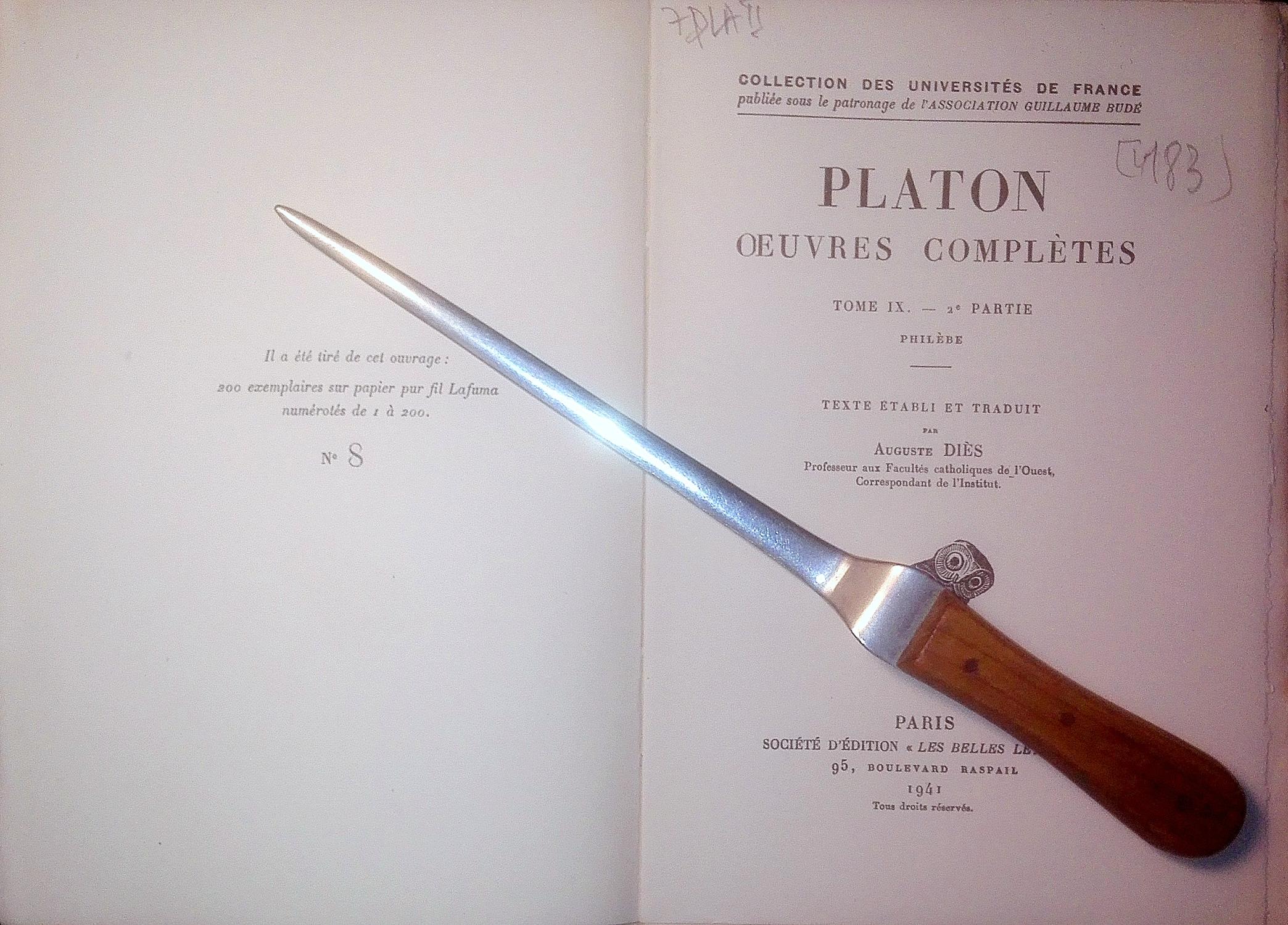 Oeuvres complètes, t. IX, 2ème partie : Philèbe PLATON [ ] [Couverture souple]