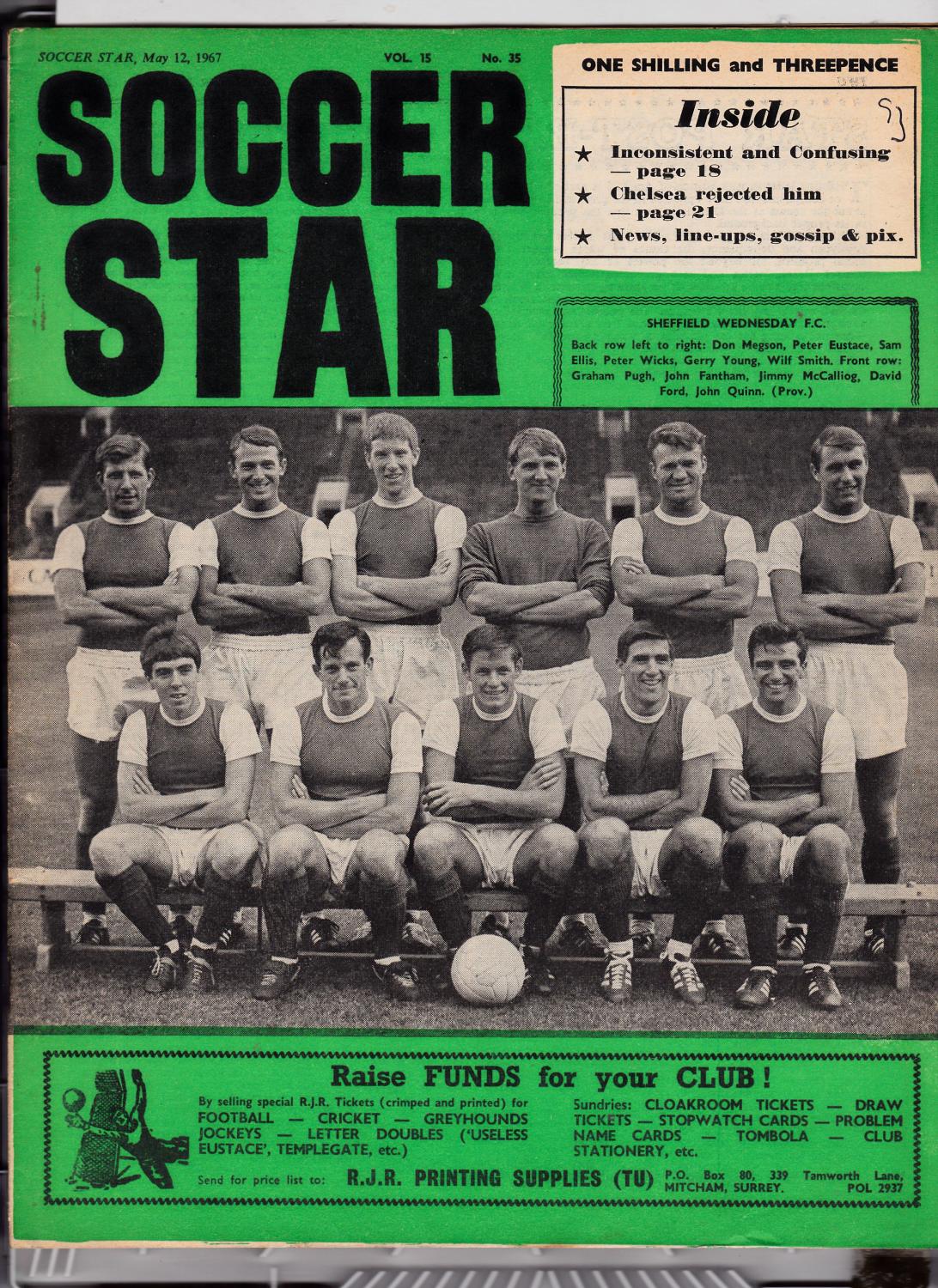 Soccer Star Magazine. May 12, 1967. Front cover: Sheffield Wednesday  Football Club by Edited by Jack Rollin: (1967)  Magazine / Periodical