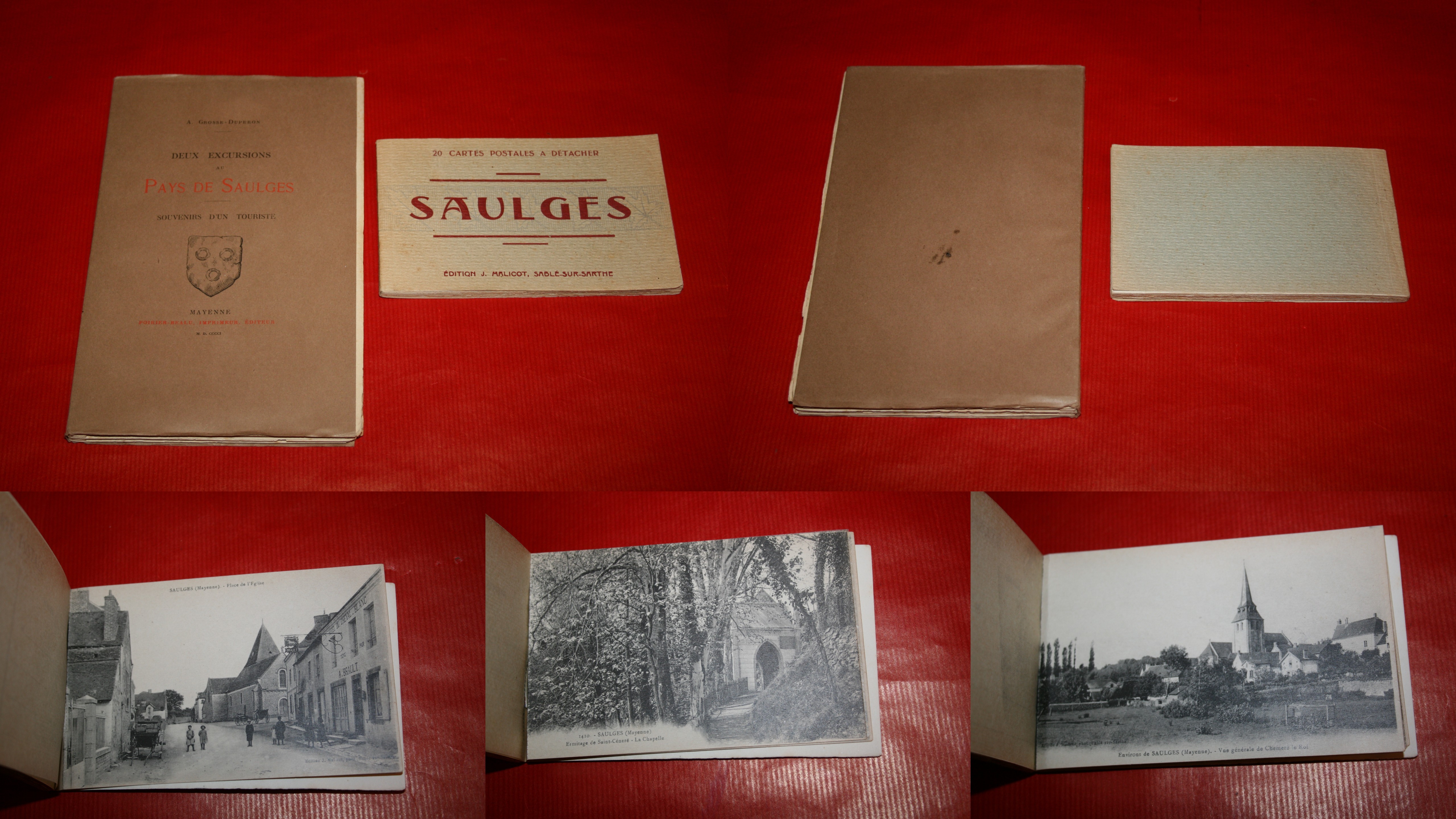 DEUX EXCURSIONS AU PAYS DE SAULGES. - MAYENNE. - SOUVENIRS D'UN TOURISTE. - 1901. - TRÈS BON ÉTAT + CARNET DE 20 CARTES POSTALES A DÉTACHER, VERS 190