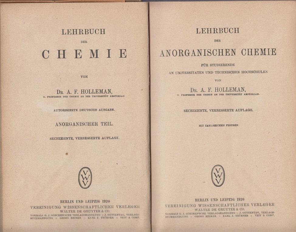Lehrbuch Der Anorganischen Chemie Von Hofmann Dr Karl A Gut 8 Leinen 1920 Allgauer Online Antiquariat