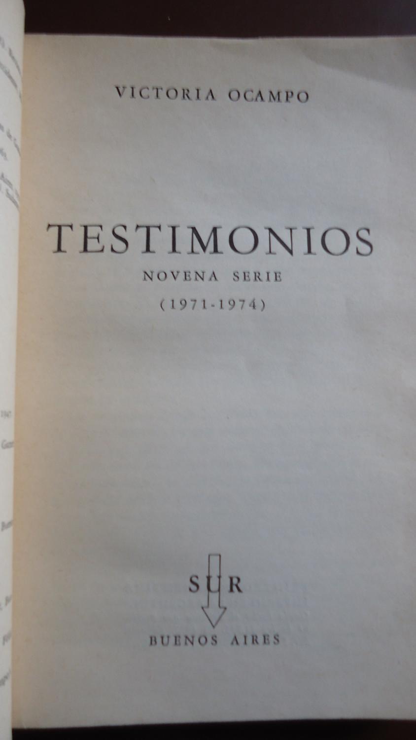 Testimonios by Victoria Ocampo Testimonios by Victoria Ocampo
