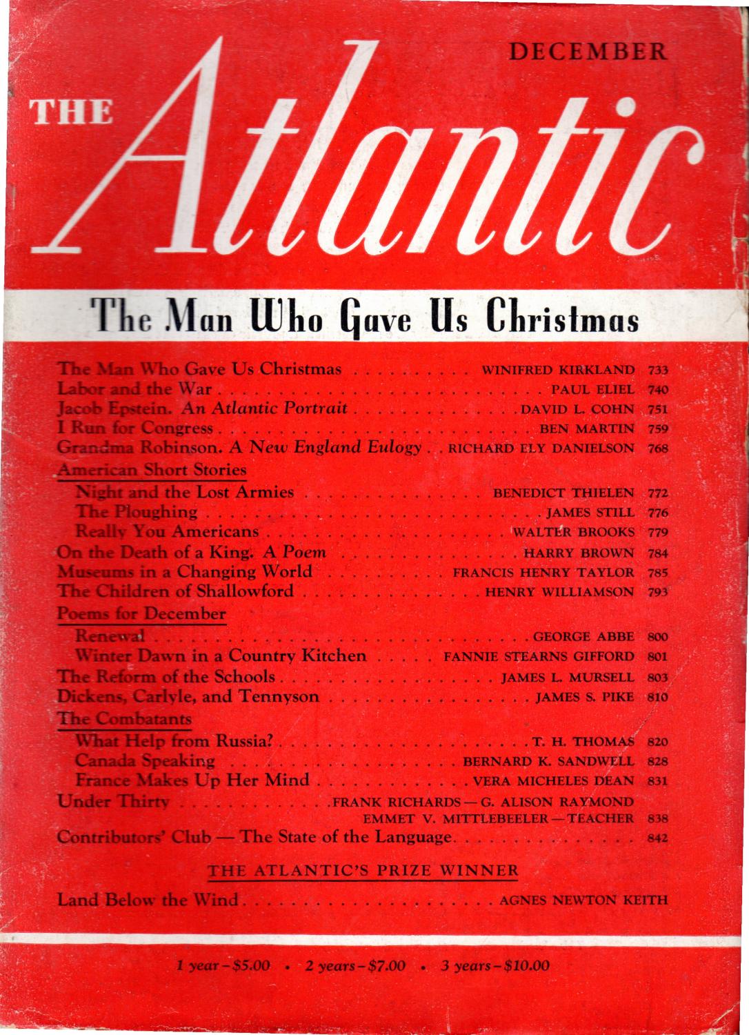 The Atlantic (Monthly) Volume 164; No. 6 December, 1939 by Weeks
