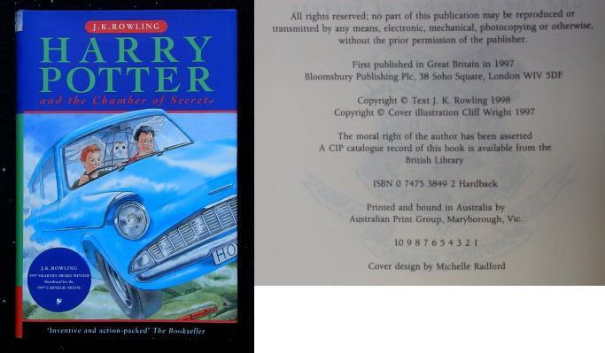 harry potter and the chamber of secrets first edition hardback