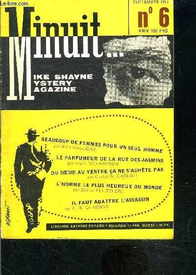 MINUIT. N°6- SEPT 1959- MIKE SHAYNE MYSTERY MAGAZINE- BEAUCOUP DE FEMMES POUR UN SEUL HOMME- LE PARFUMEUR DE LA RUE DES JASMINS- DU COEUR AU VENTRE C