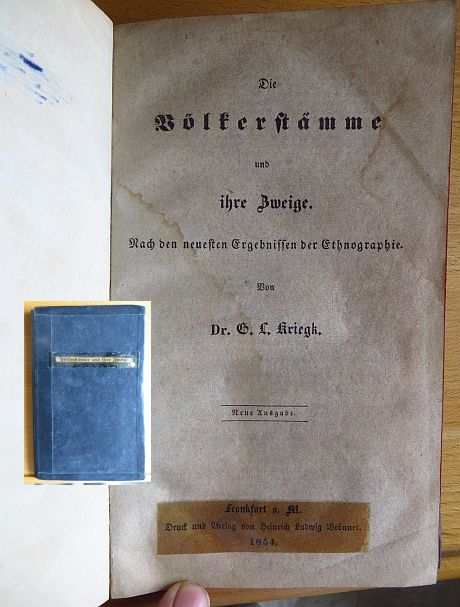 Die Völkerstämme und ihre Zweige. Nach den neuesten Ergebnissen der Ethnographie. - Kriegk, G. L. [Georg Ludwig].