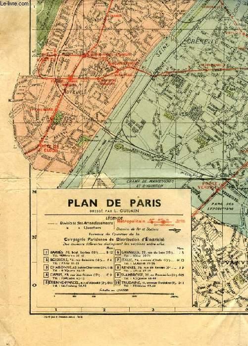 PLAN DE PARIS ET SA BANLIEUE by GUILMIN L. Map LeLivre