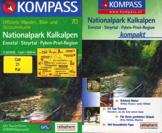 Kompass Offizielle Wander-, Bike- und Skitourenkarte 70 ~ Nationalpark Kalkalpen : Ennsthal, Steyrtal, Pyhrn-Priel-Region (Maßstab 1: 50 000) ;. - Diverse