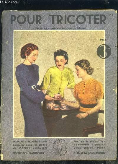 POUR TRICOTER N°8- Robe en laine Tennis et Sainte Chantal- Capeline jaune exécutée en Toréador- Pull over écossais éxécuté en Diabolo- Gilet exécuté