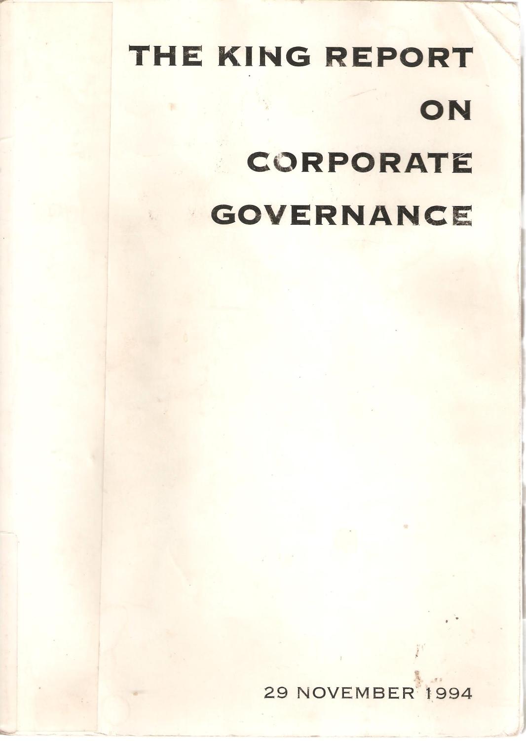 the king report on corporate governance pdf