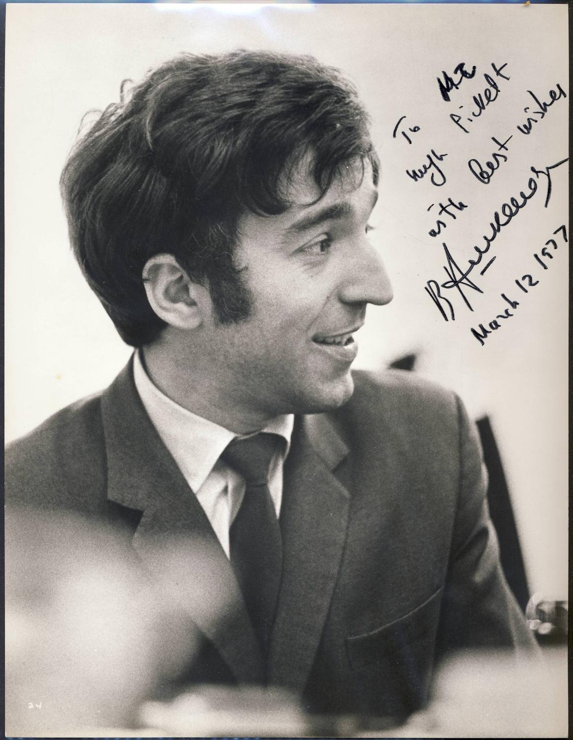 VLADIMIR ASHKENAZY, in profile, Signed in 1977. Vintage Silver gelatin b/w photograph. SIGNED BY VLADIMIR ASHKENAZY. Vladimir Ashkenazy. [Fine]