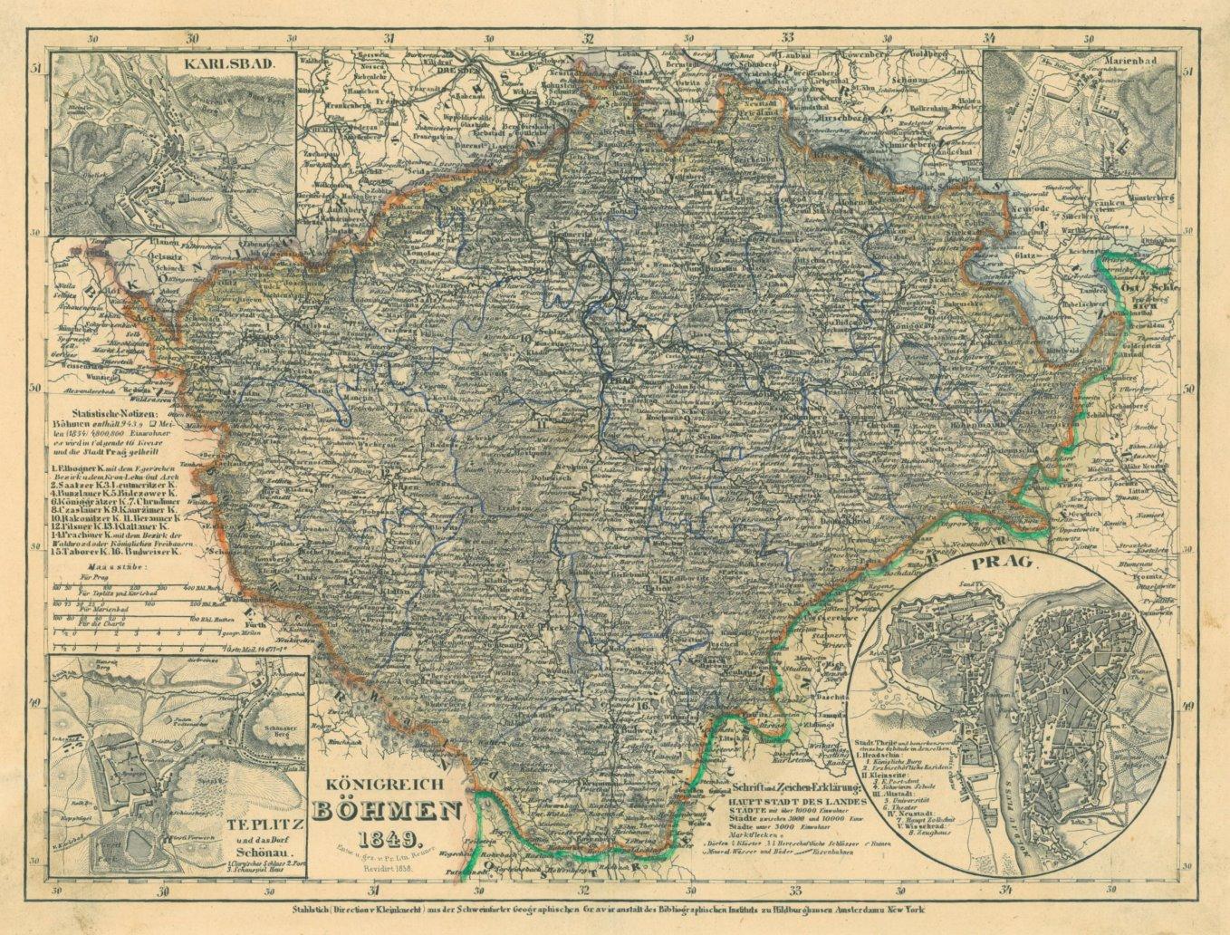 BÖHMEN. - Karte. "Königreich Böhmen 1849".: Art / Print / Poster
