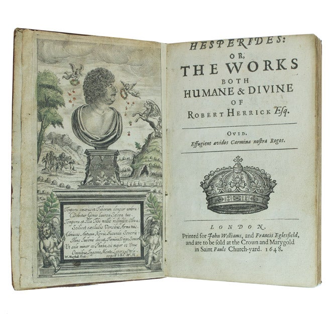 Hesperides Or The Works Both Humane Divine Of Robert Herrick Esq By Herrick Robert 1648 Heritage Book Shop Abaa