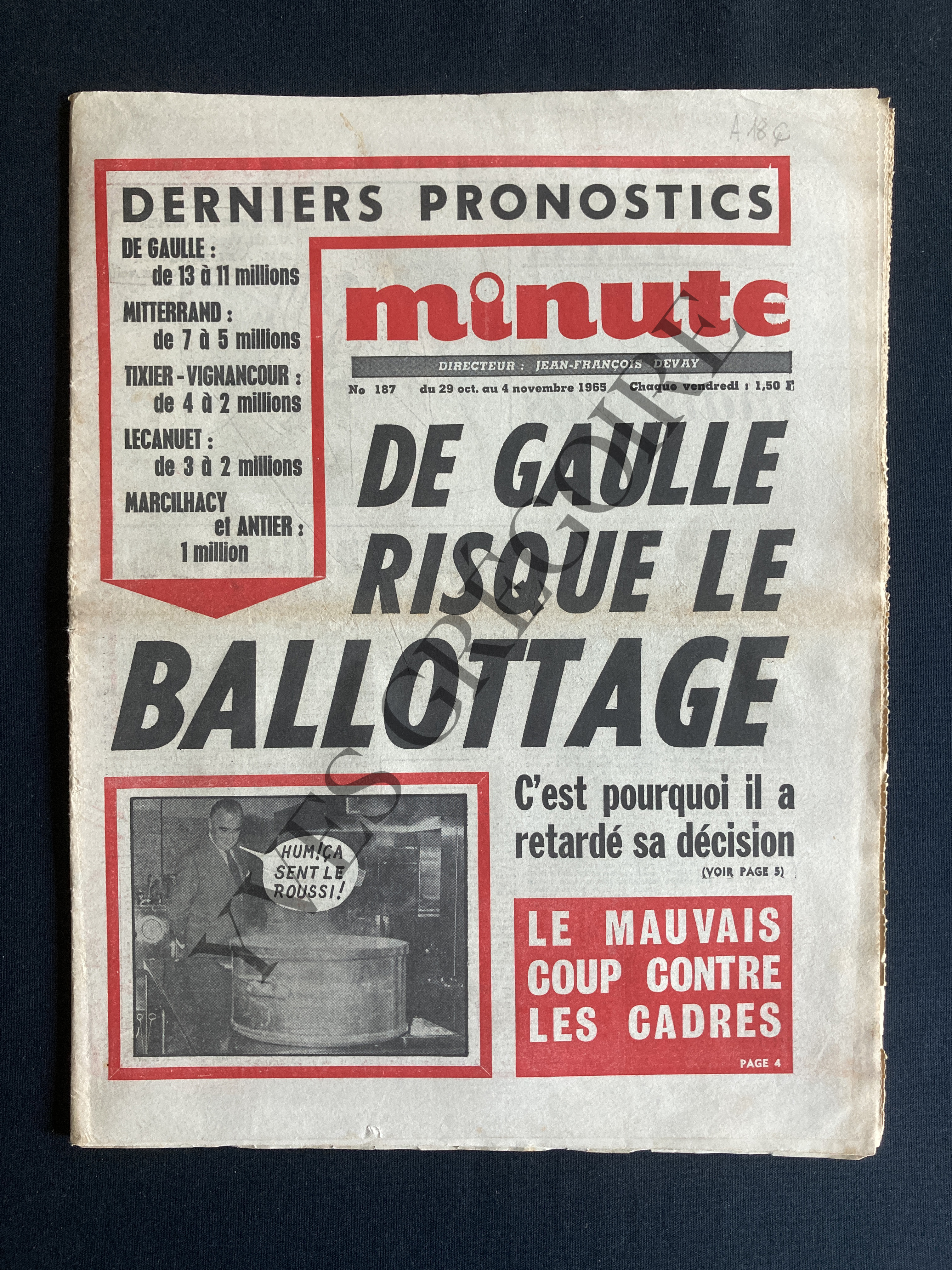 MINUTE-N°187-DU 29 OCTOBRE AU 4 NOVEMBRE 1965 [Très bon] [Couverture souple]