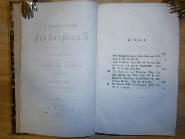 Historisches Taschenbuch. Neue (2. Folge). Dritter (3.) Jahrgang. - Raumer, Friedrich von (Hrsg.),