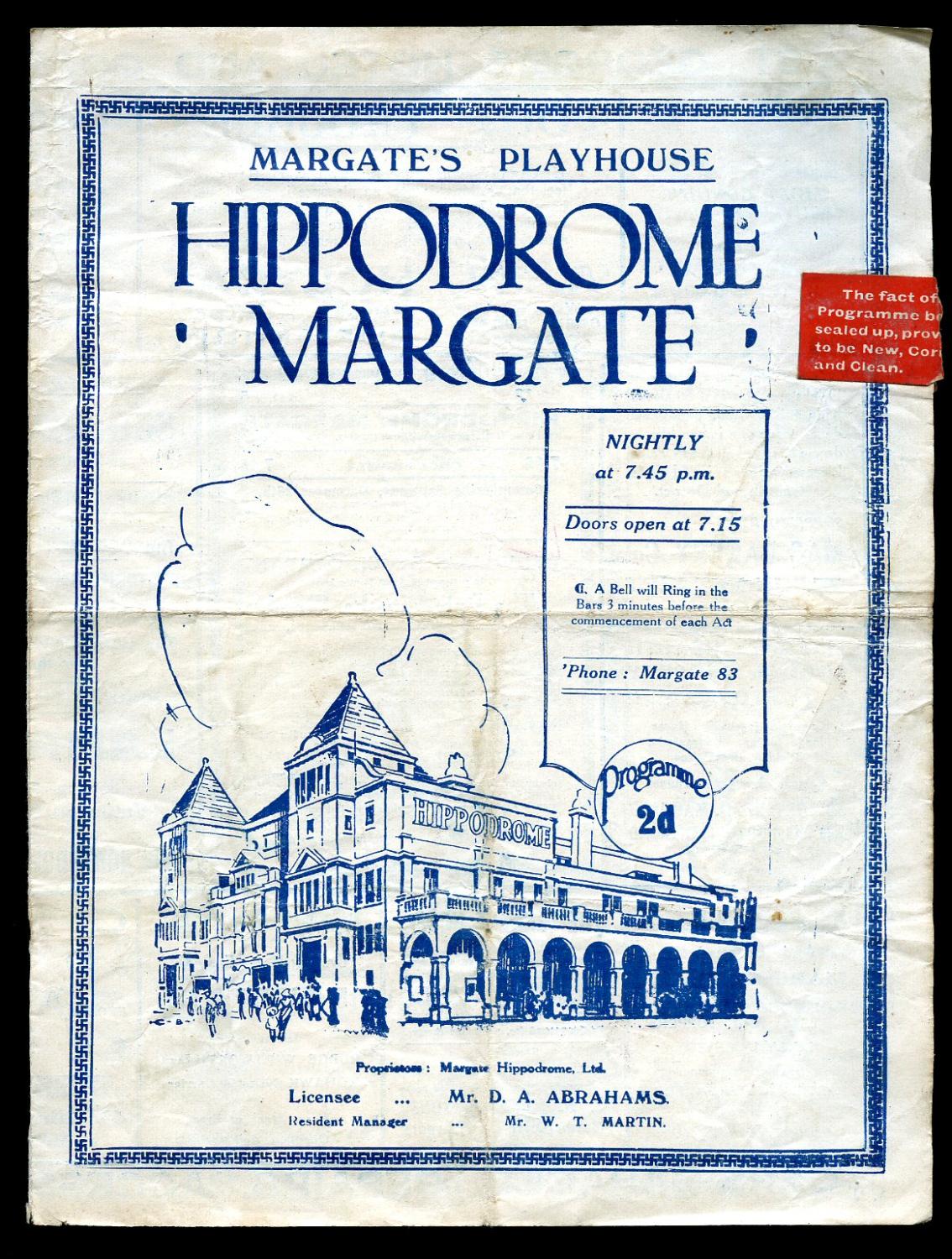 The Babes in the Wood: Souvenir Theatre Programme Performed at Hippodrome Theatre, Margate [Margate's Playhouse] Denville's Stock Company in: [Starri