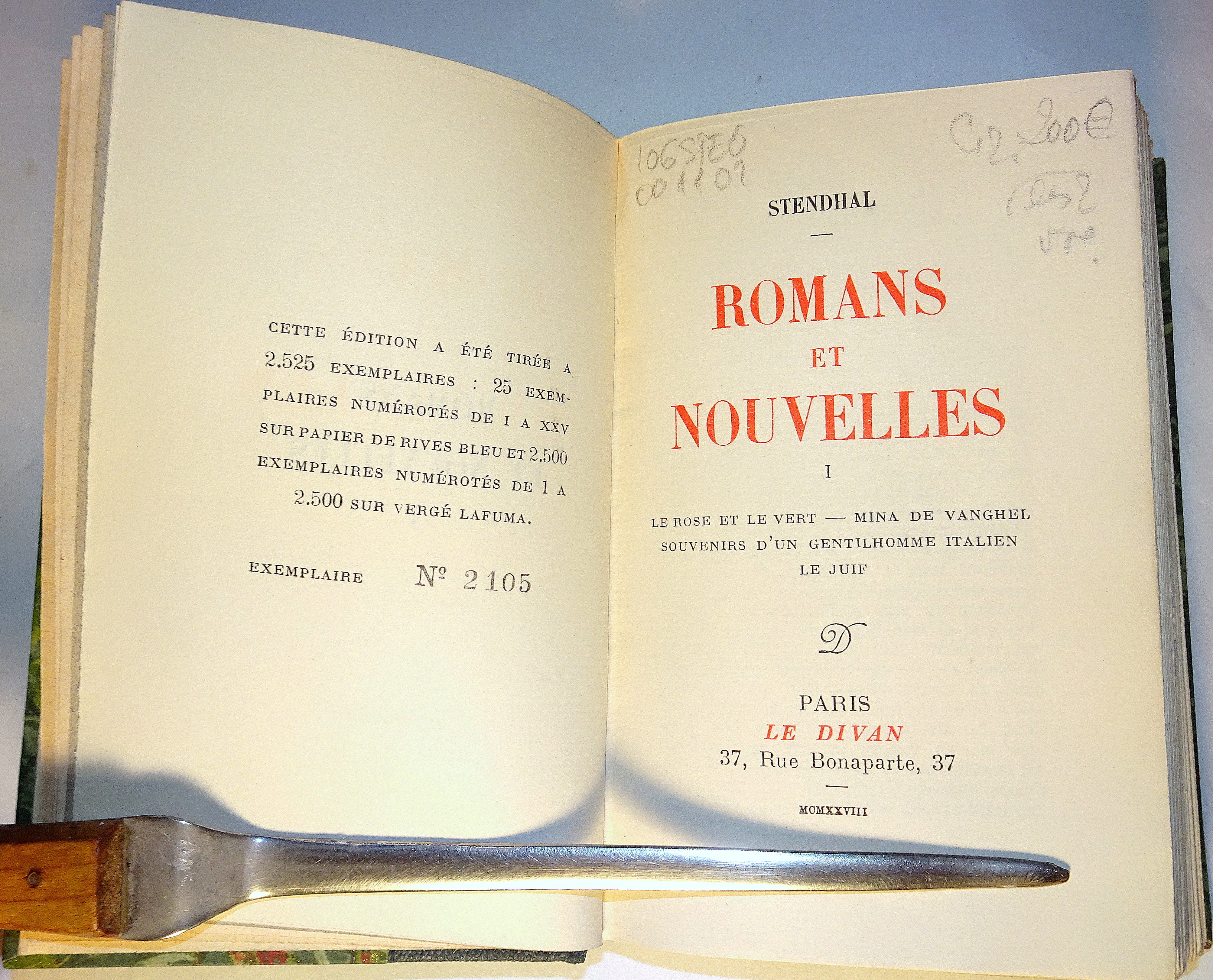 Romans et nouvelles. T. I et II : La rose et le vert - Mina de Vanghel - Souvenirs d'un gentilhomme italien - Le Juif - Le Coffre et le revenant - Le