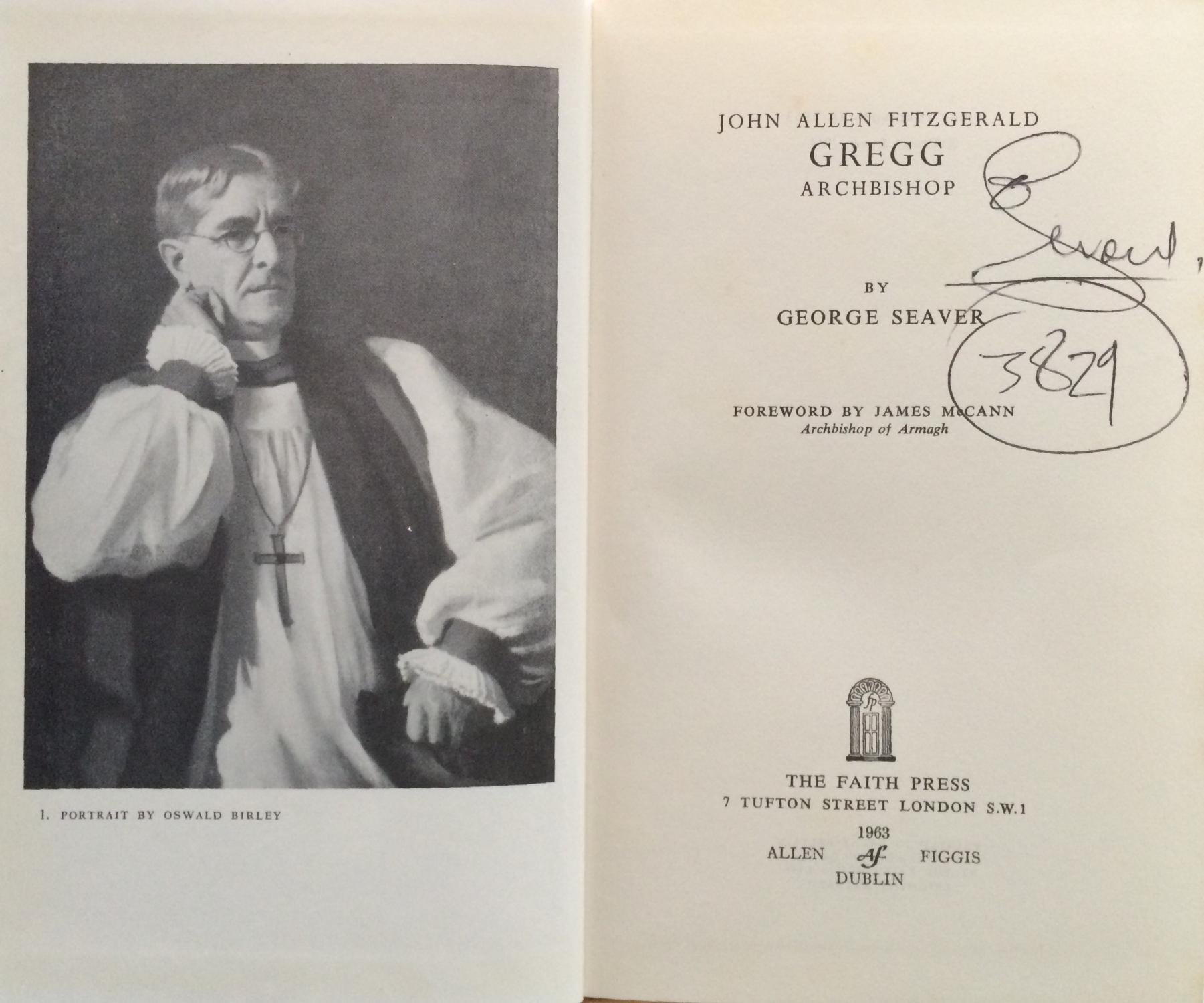 John Allen Fitzgerald Gregg Archbishop by Seaver, George: Very Good