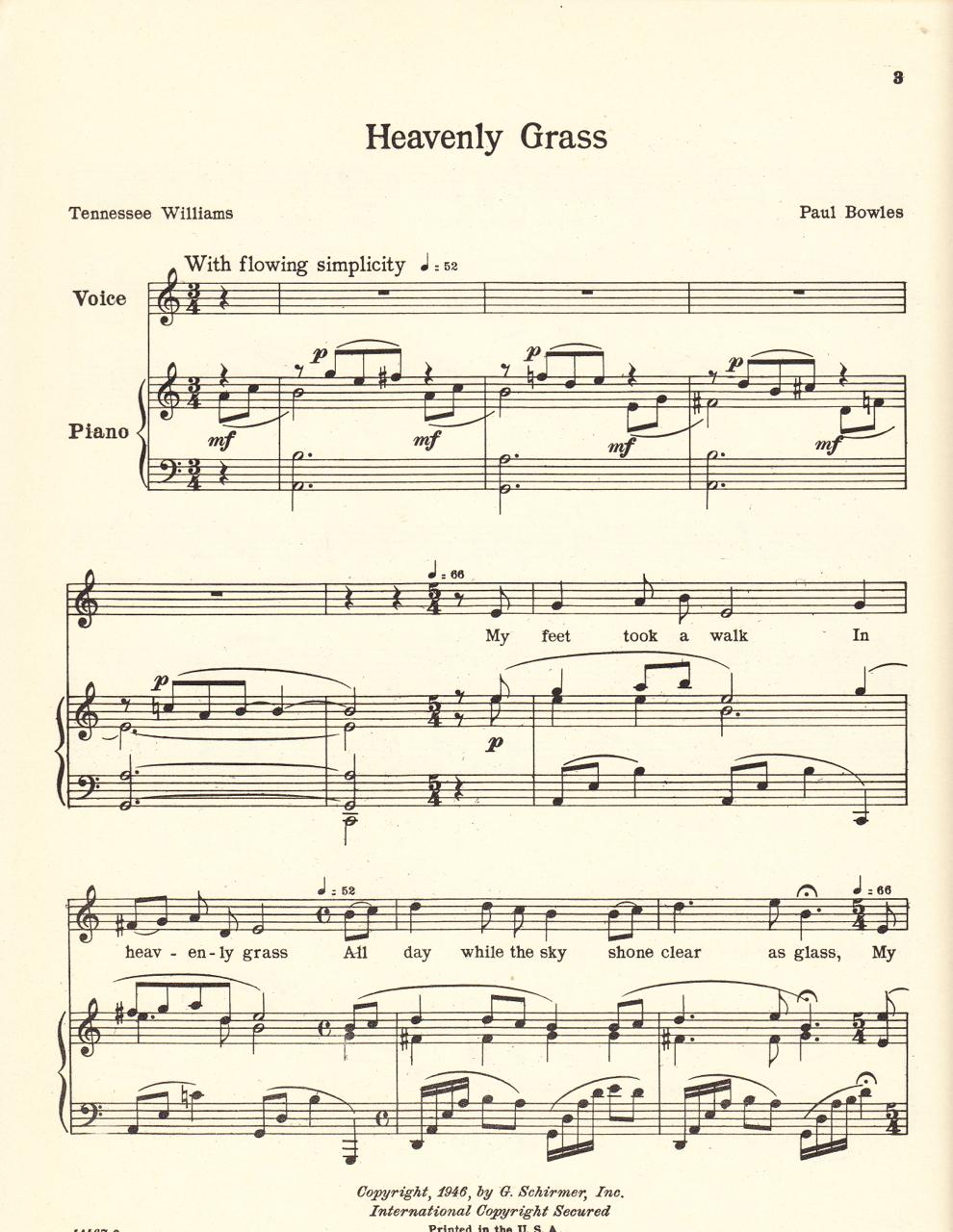 BLUE MOUNTAIN BALLADS: Heavenly Grass (sheet music). by Williams
