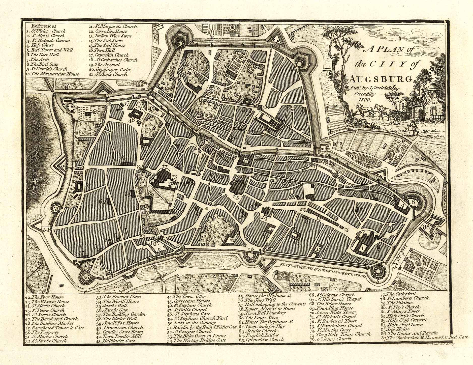 Stadtplan mit Erklärungen ('A Plan of the City of Augsburg'). by