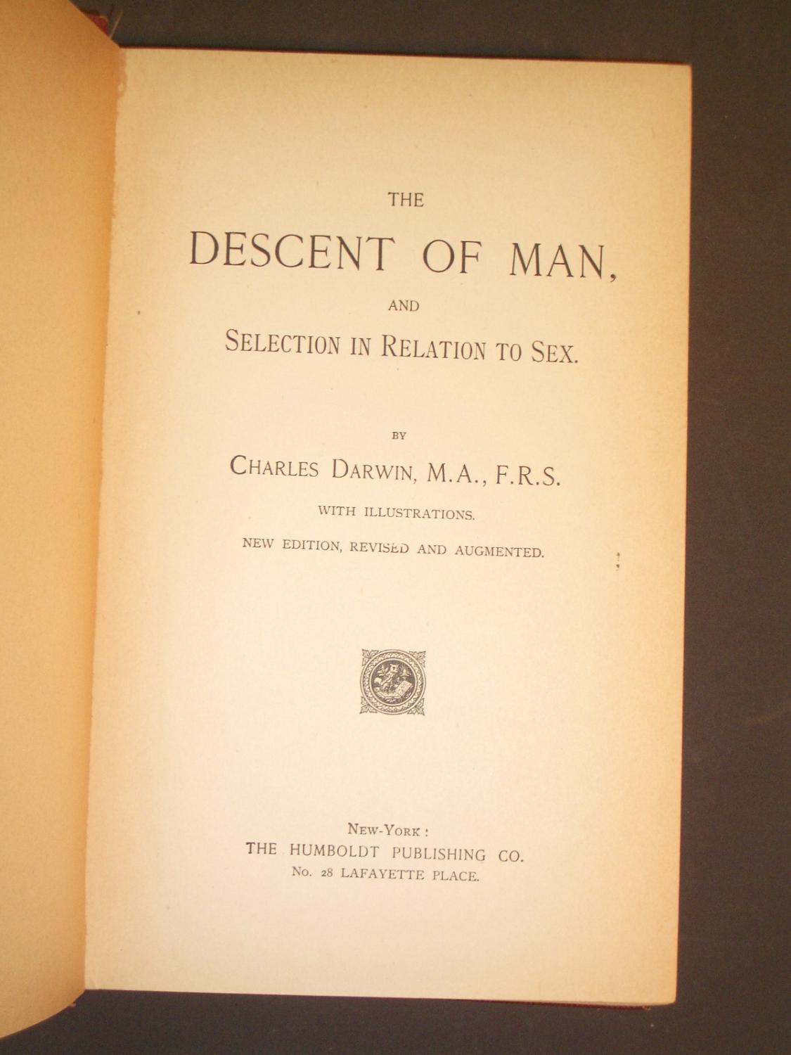 The Descent Of Man And Selection In Relation To Sex By Darwin 