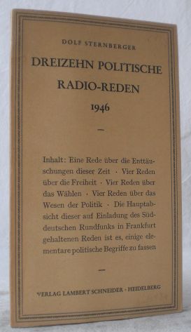 Intens dialog Til fods Dreizehn politische Radio-Reden 1946. by Sternberger, Dolf: (1947)  Erstausgabe. | AixLibris Antiquariat Klaus Schymiczek