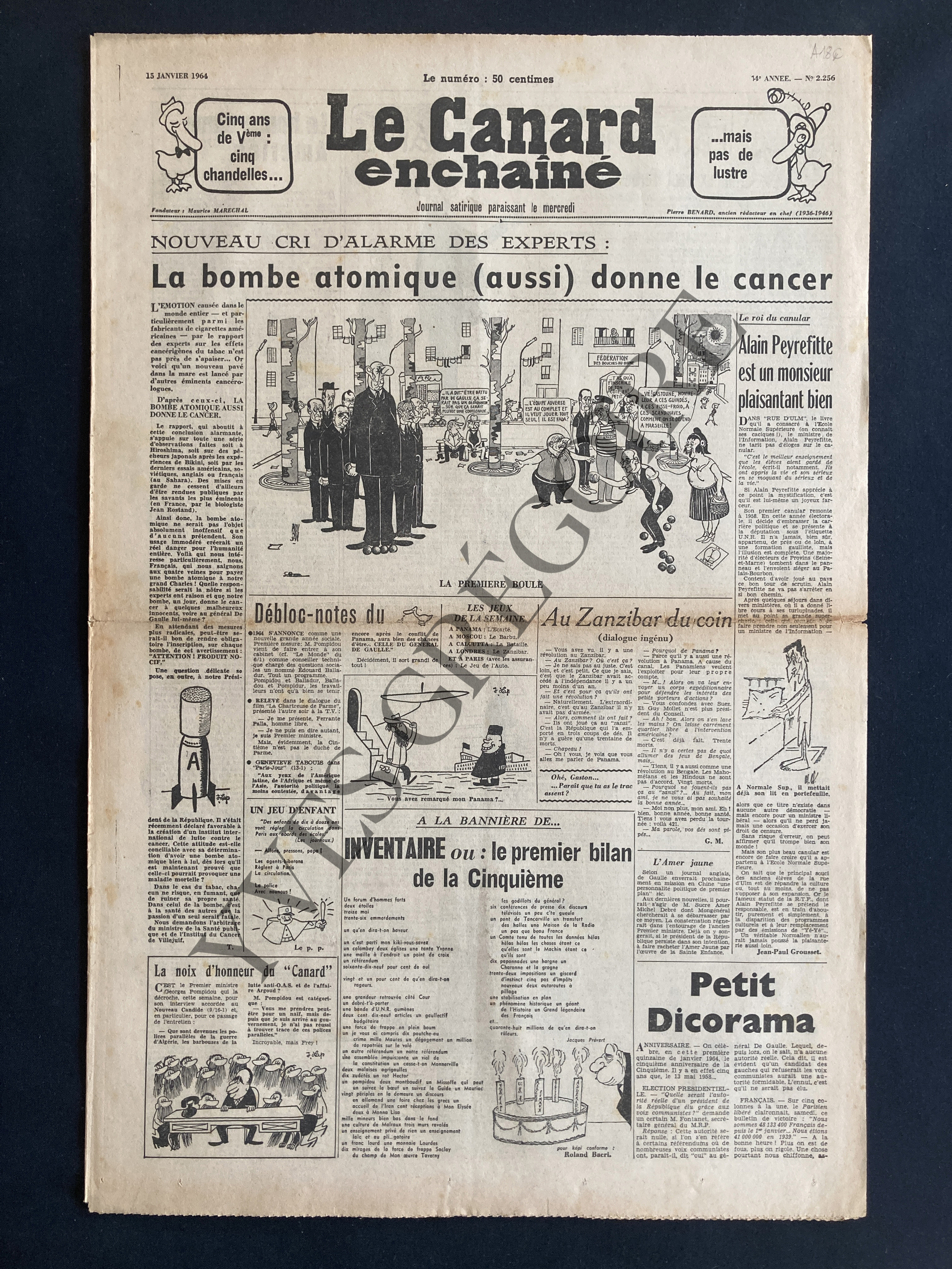 LE CANARD ENCHAINE-N°2256-15 JANVIER 1964 [Bon] [Couverture souple]