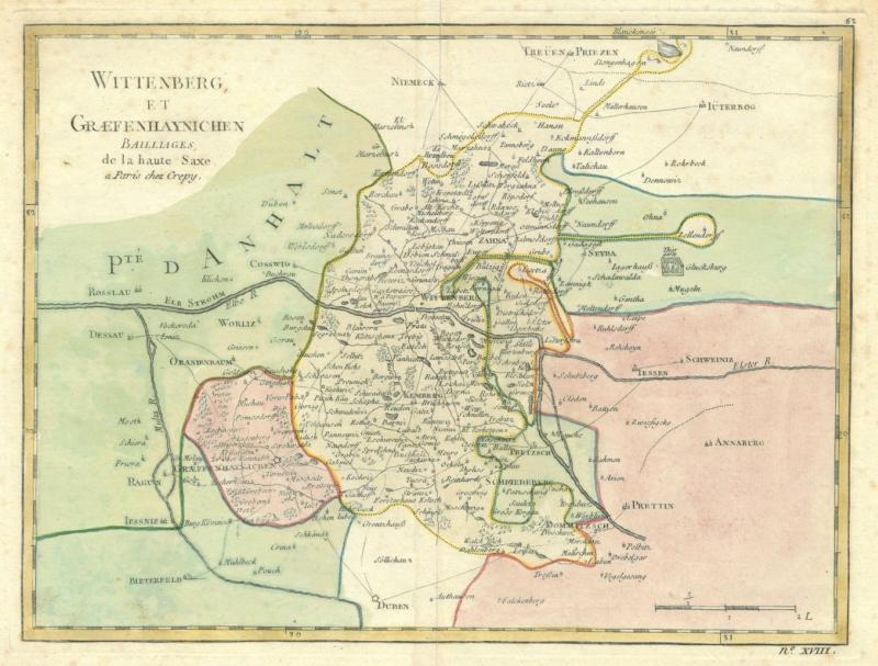 WITTENBERG. Karte. "Wittenberg et Graefenhaynichen Bailliages de la