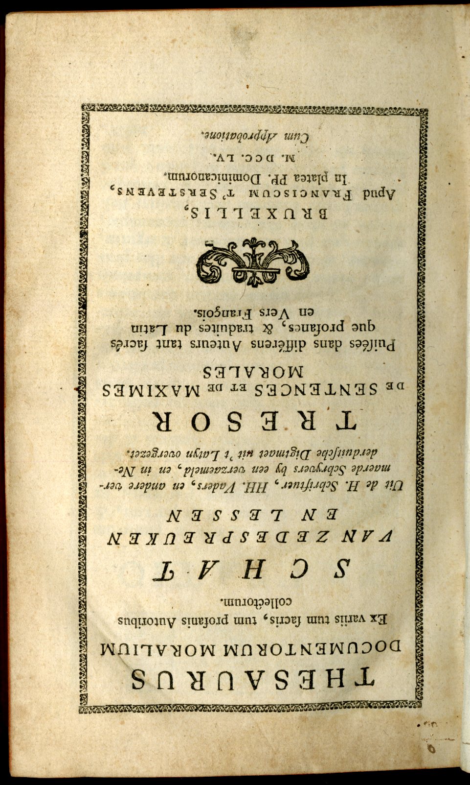 Thesaurus documentorum moralium ex variis tum sacris, tum profanes