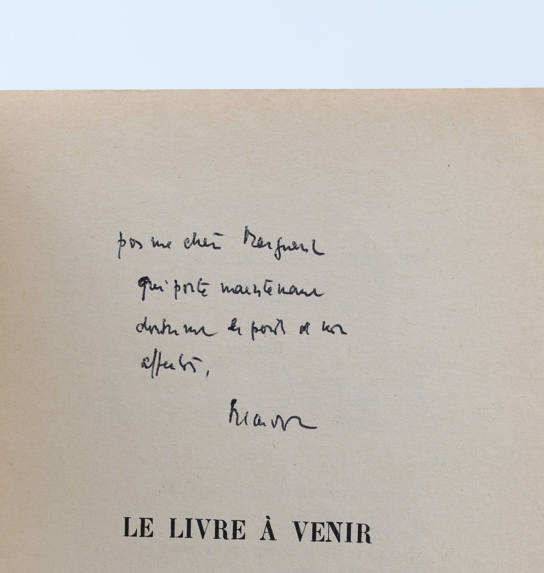 Le livre à venir by BLANCHOT Maurice: couverture souple (1959) Signed ...