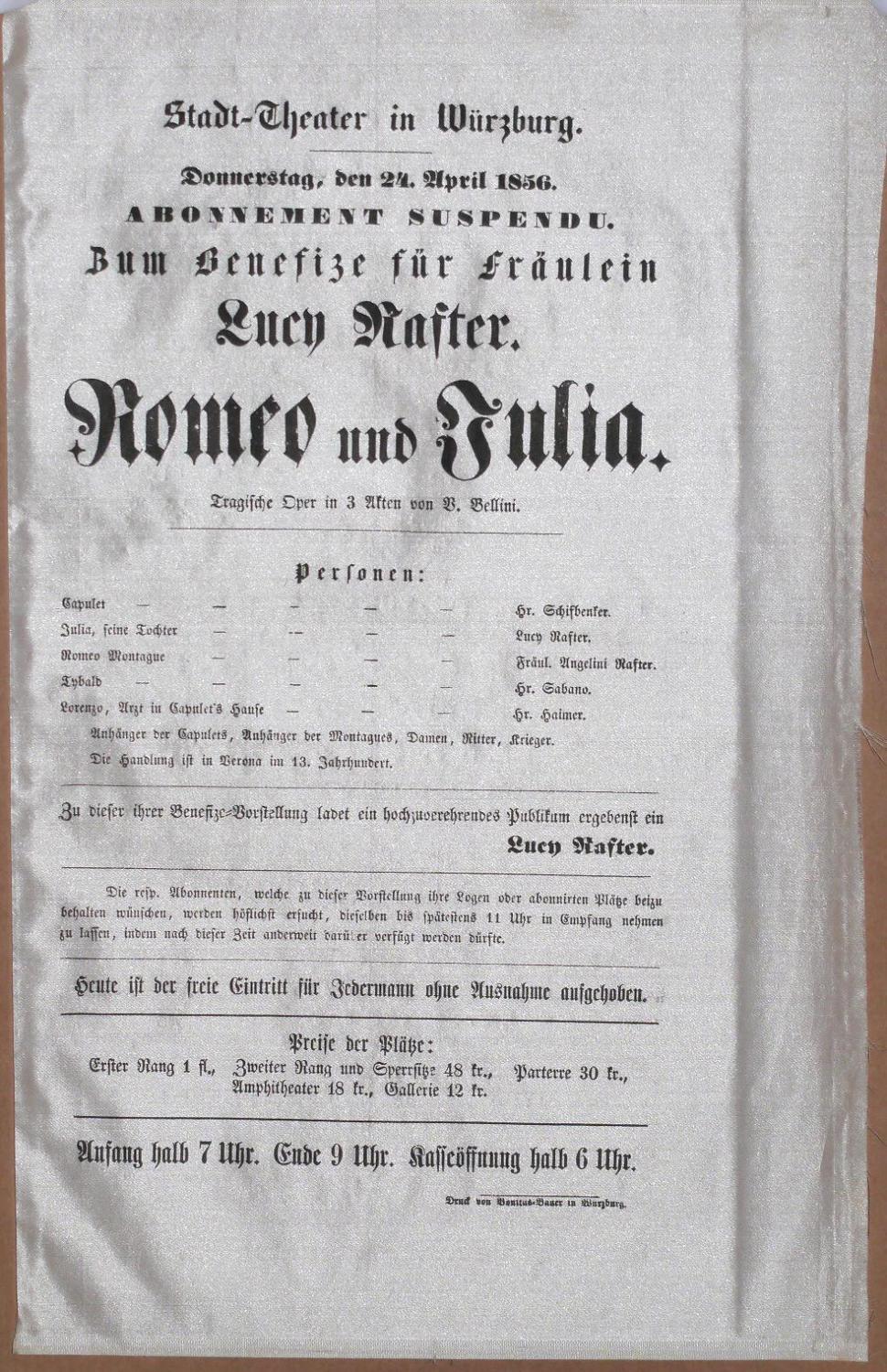 Zum Benefize für Fräulein Lucy Rafter. - Romeo und Julia Zum Benefize für Fräulein Lucy Rafter. - Romeo und Julia