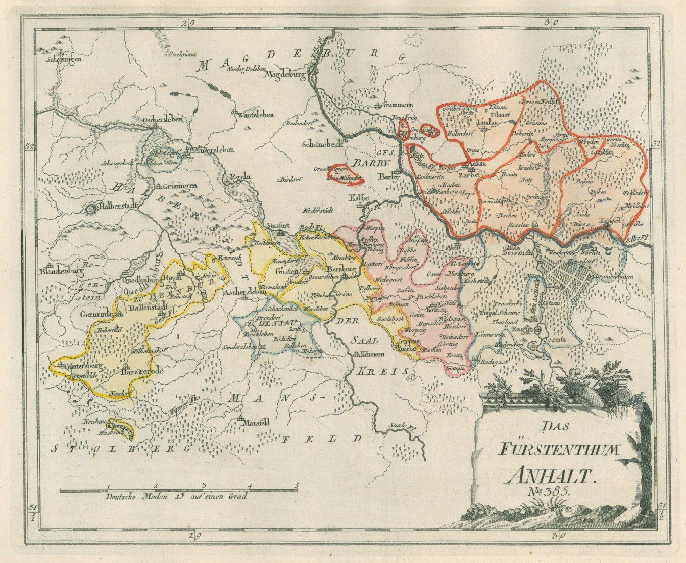 SACHSEN. - Anhalt. - Karte. "Das Fürstentum Anhalt Nro. 385".: Art