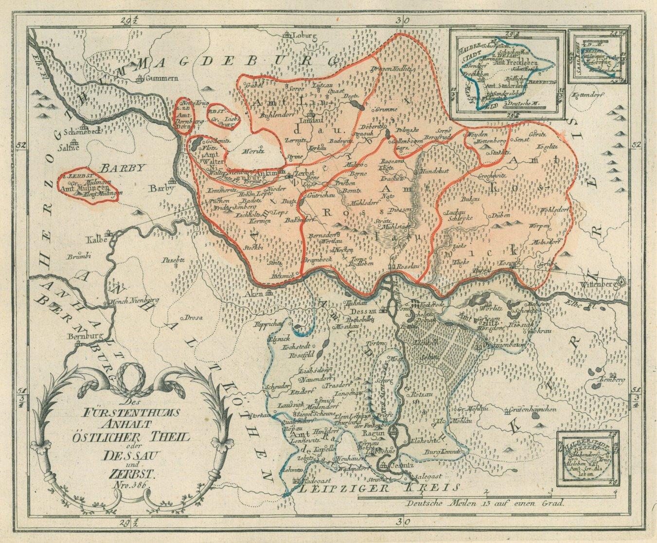 SACHSEN. - Anhalt. - Karte. "Des Fürstentums Anhalt östlicher Theil oder Dessau und Zerbst Nro 