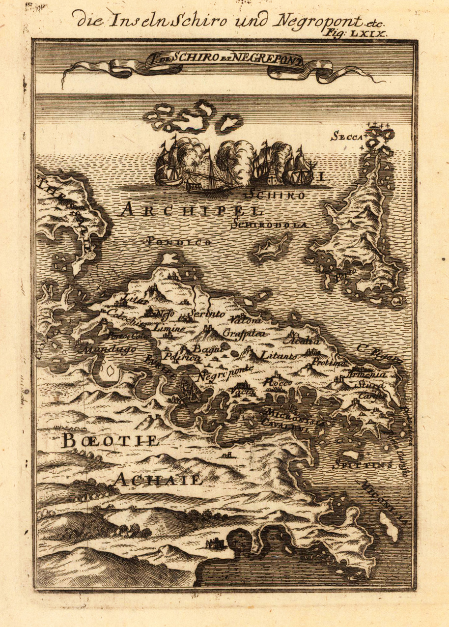 Negrepont Die Inseln Schiro und Negropont etc. - I. de Schiro et Negrepont. de  Mallet, Allain Manesson: (1719) Mapa | Antiquariat Reinhold Berg eK Inh.  R.Berg